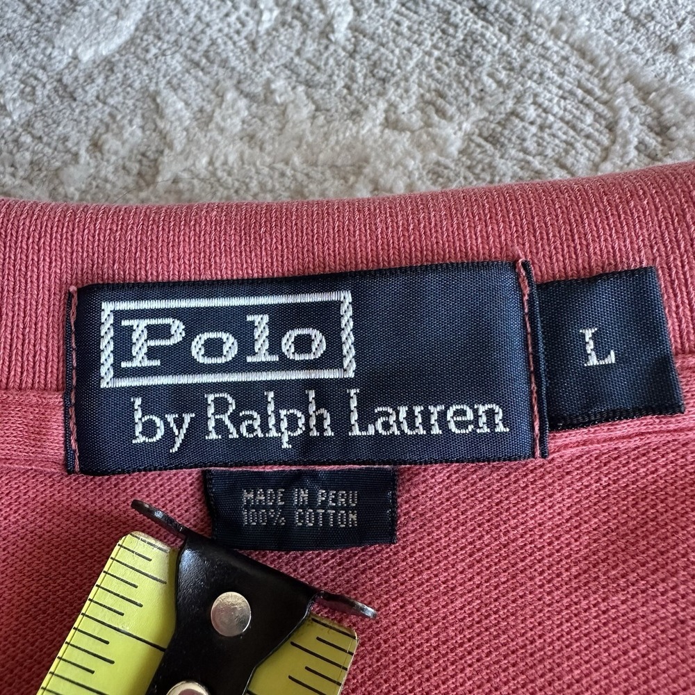Polo By Ralph Lauren Polo Shirt Large Coral Color  Short‎ Sleeve Made In Peru - Picture 3 of 7
